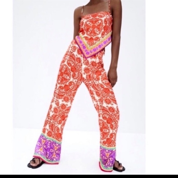 Zara flared floral print pants - Picture 1 of 11